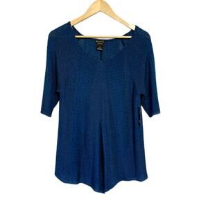 NEW DIRECTIONS Combo Teal V-neck Short Sleeve Top | M